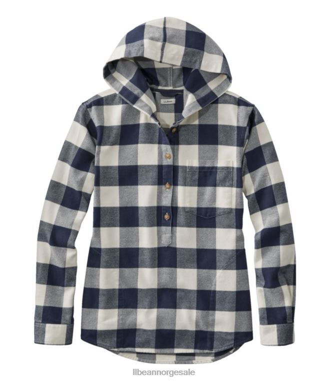kvinner hettegenser i myk børstet flanell 24VDH3068 L.L.Bean klær mørk indigo