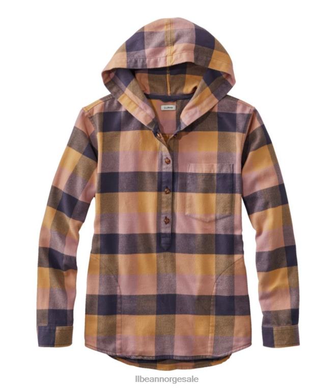kvinner hettegenser i myk børstet flanell 24VDH4685 L.L.Bean klær mørk periwinkle