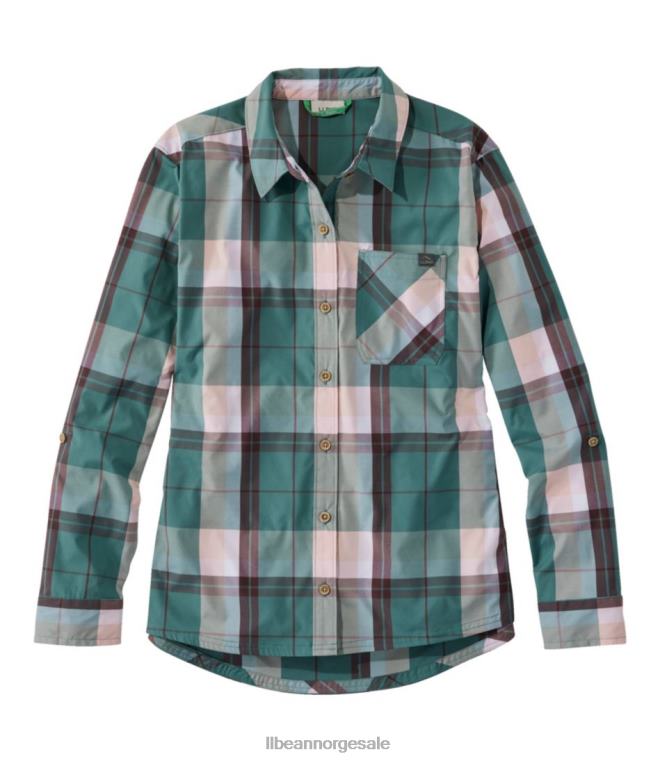 kvinner hverdags solsmart vevd skjorte med lange ermer 24VDH3207 L.L.Bean klær myk gran/rosinbrun
