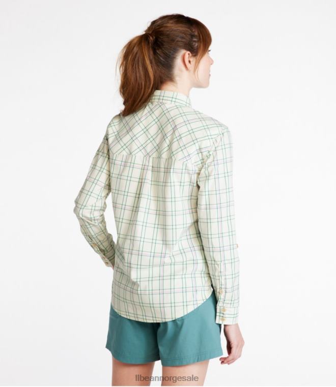 kvinner hverdags solsmart vevd skjorte med lange ermer 24VDH6539 L.L.Bean klær seilduk/smaragdgran
