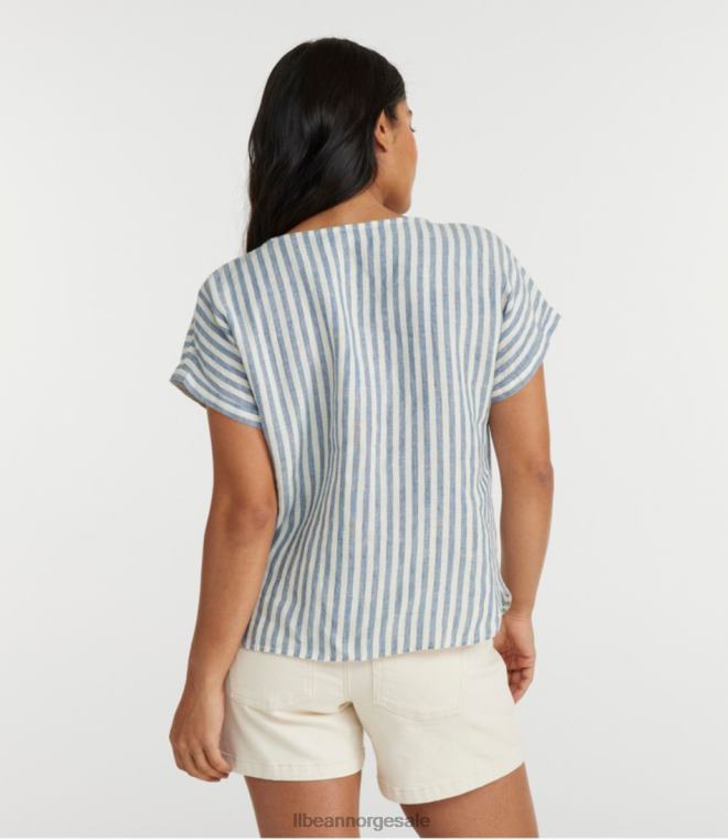 kvinner premium vaskbar linskjorte 24VDH89 L.L.Bean klær vintage indigo stripe
