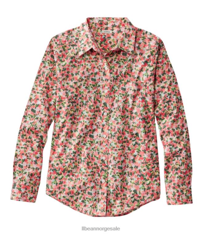 kvinner rynkefri pinpoint oxford-skjorte 24VDH5696 L.L.Bean klær solbelyste korallblomster