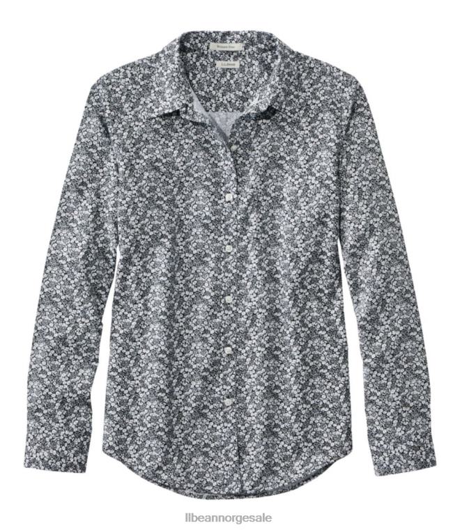 kvinner rynkefri pinpoint oxford-skjorte 24VDH60 L.L.Bean klær svart floral