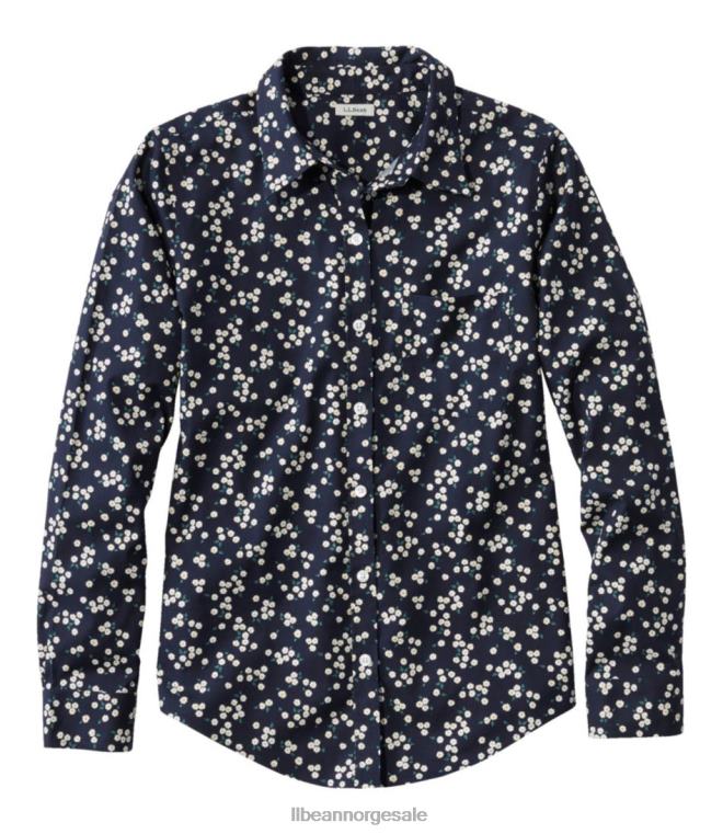 kvinner rynkefri pinpoint oxford-skjorte 24VDH6438 L.L.Bean klær klassiske marine ville tusenfryd