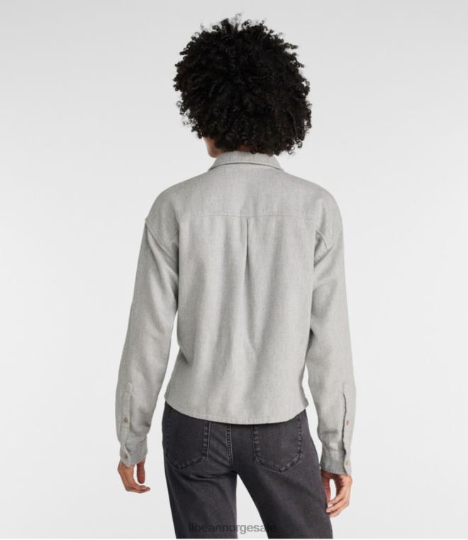 kvinner signatur arv teksturert flanellskjorte 24VDH3396 L.L.Bean klær lys grå lyng