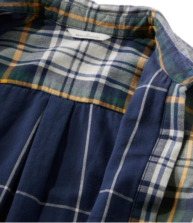 kvinner signatur dobbelvevet skjorte i bomull 24VDH163 L.L.Bean x Double L klær burgunder
