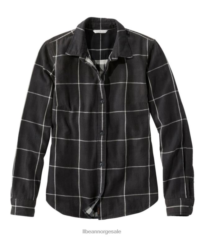 kvinner signatur dobbelvevet skjorte i bomull 24VDH3065 L.L.Bean x Double L klær klassisk svart