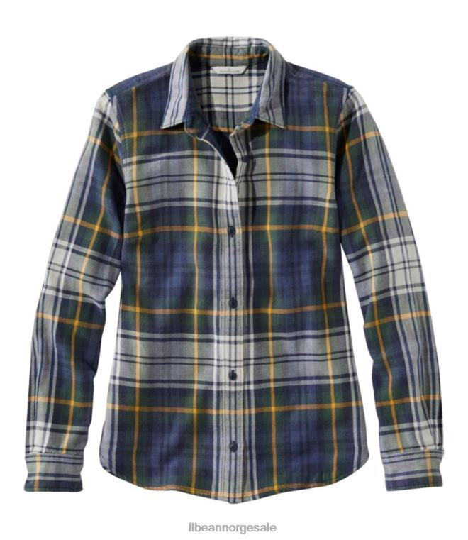 kvinner signatur dobbelvevet skjorte i bomull 24VDH4682 L.L.Bean x Double L klær lys marine