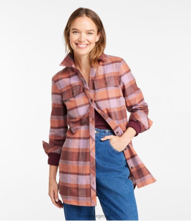 kvinner signatur pusseskinn tunika 24VDH741 L.L.Bean klær mørk indigo lyng pledd