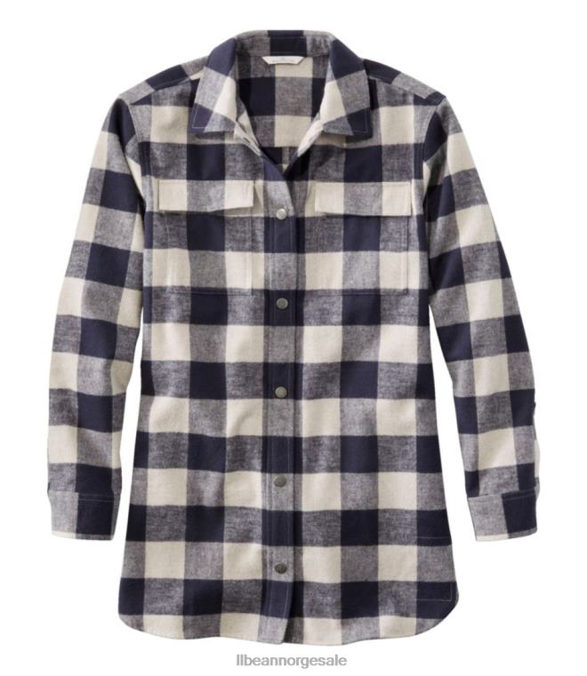 kvinner signatur pusseskjorte 24VDH588 L.L.Bean klær mørk indigo lyng pledd