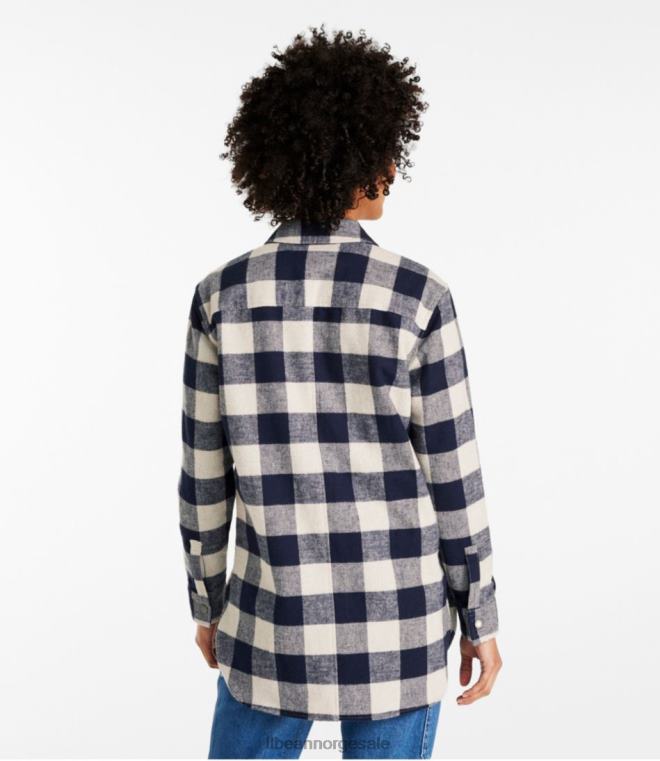 kvinner signatur pusseskjorte 24VDH588 L.L.Bean klær mørk indigo lyng pledd