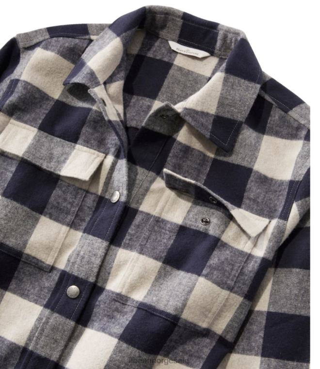 kvinner signatur pusseskjorte 24VDH588 L.L.Bean klær mørk indigo lyng pledd