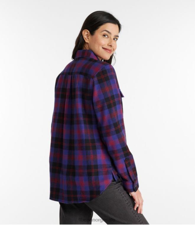 kvinner skotsk rutete flanellskjorte 24VDH2996 L.L.Bean klær indigo tartan