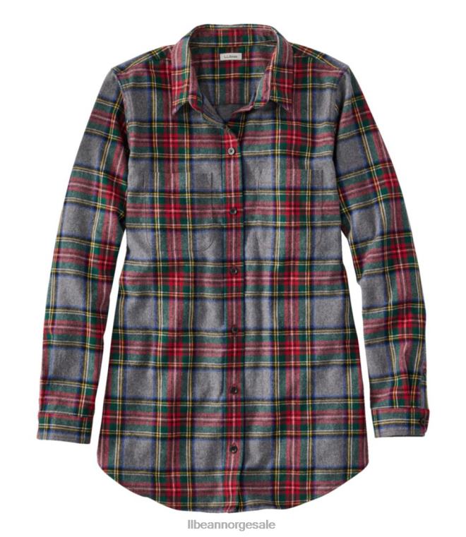 kvinner skotsk rutete flanellskjorte 24VDH5706 L.L.Bean klær grå stewart tartan