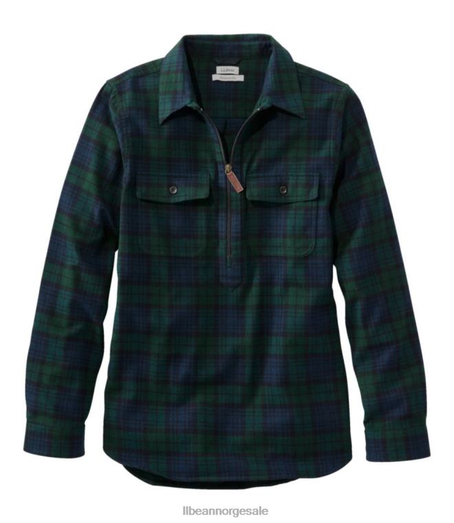 kvinner skotsk rutete flanellskjorte 24VDH6447 L.L.Bean klær svart klokke