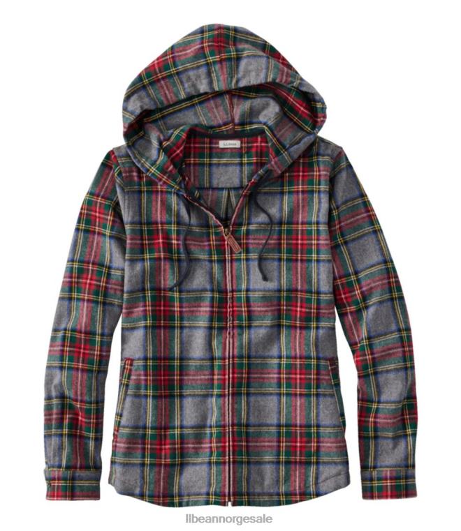kvinner skotsk rutete flanellskjorte 24VDH6881 L.L.Bean klær grå stewart tartan