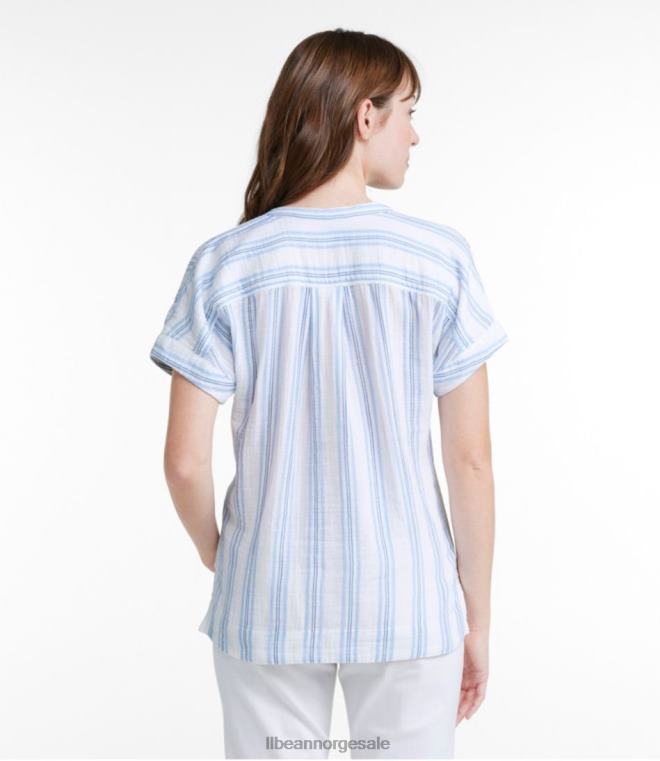 kvinner sky gasbind skjorte 24VDH5713 L.L.Bean klær vintage indigo stripe