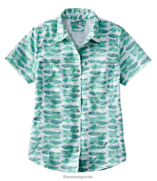 kvinner tropicwear skjorte 24VDH3246 L.L.Bean klær fair aqua fish print