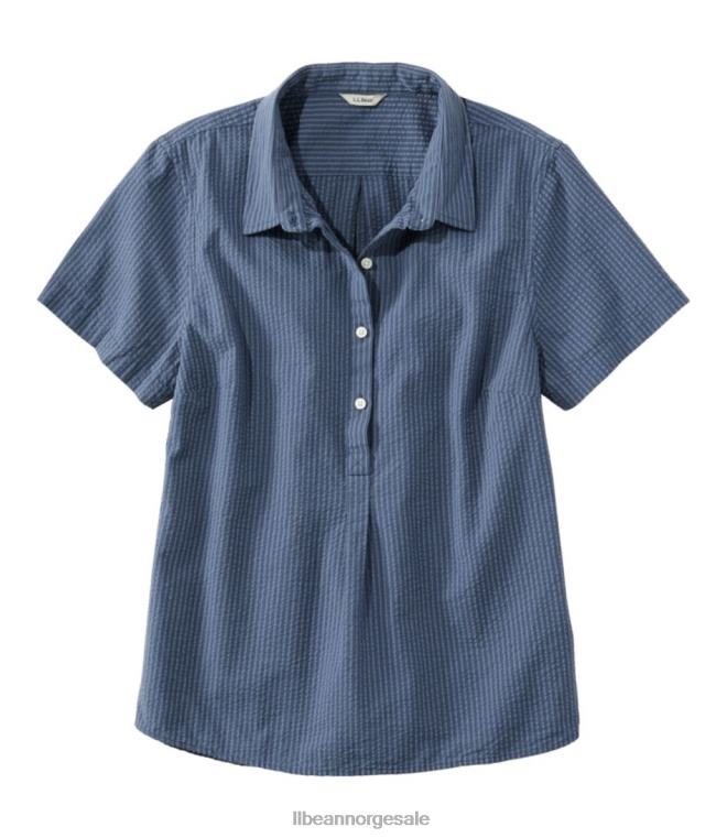 kvinner vacationland seersucker skjorte 24VDH2960 L.L.Bean klær myk indigo stripe