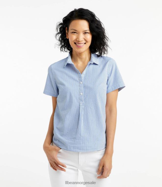 kvinner vacationland seersucker skjorte 24VDH2960 L.L.Bean klær myk indigo stripe