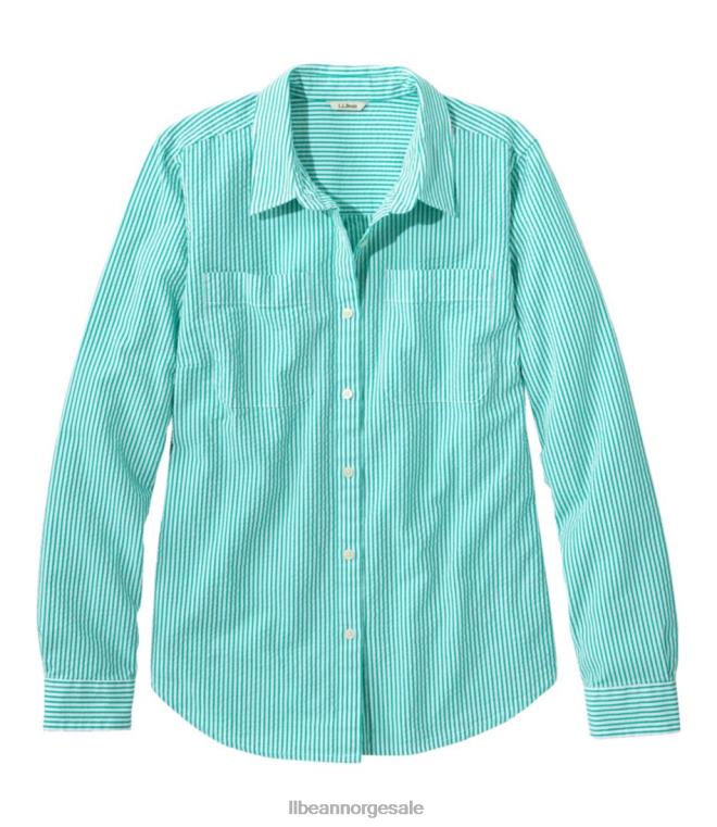 kvinner vacationland seersucker skjorte 24VDH4607 L.L.Bean klær hav jade