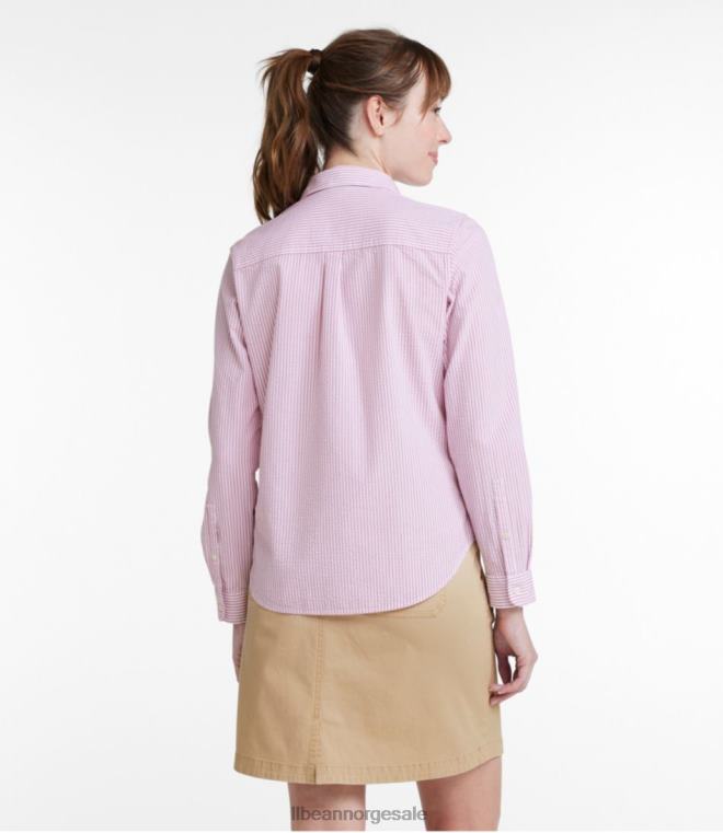 kvinner vacationland seersucker skjorte 24VDH6424 L.L.Bean klær lys capri