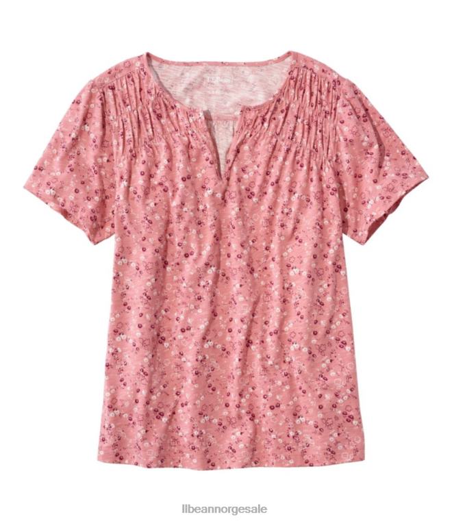 kvinner T-skjorte i økologisk bomull 24VDH2980 L.L.Bean klær rose vask ditsy floral