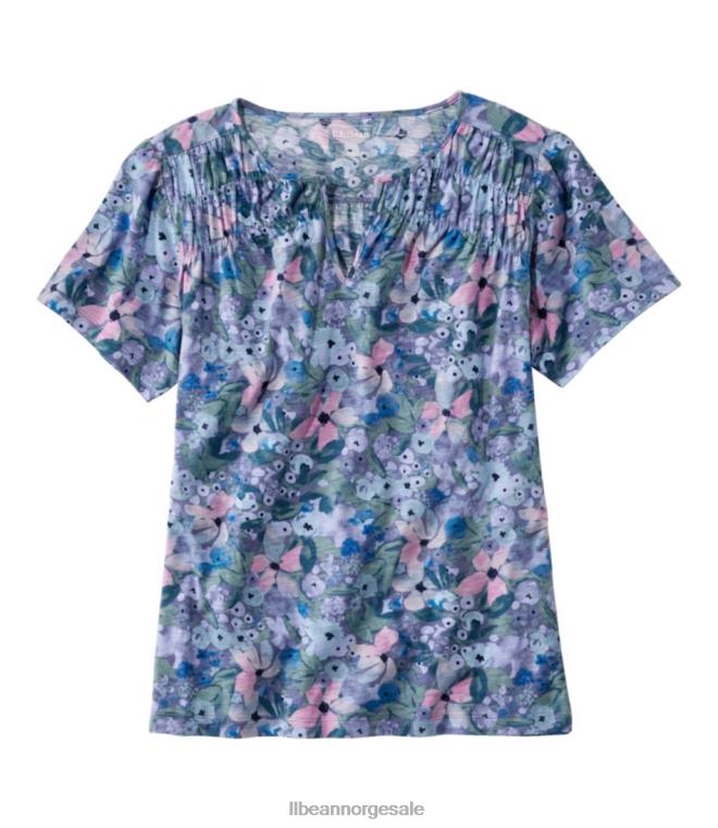 kvinner T-skjorte i økologisk bomull 24VDH4619 L.L.Bean klær dyp safir floral