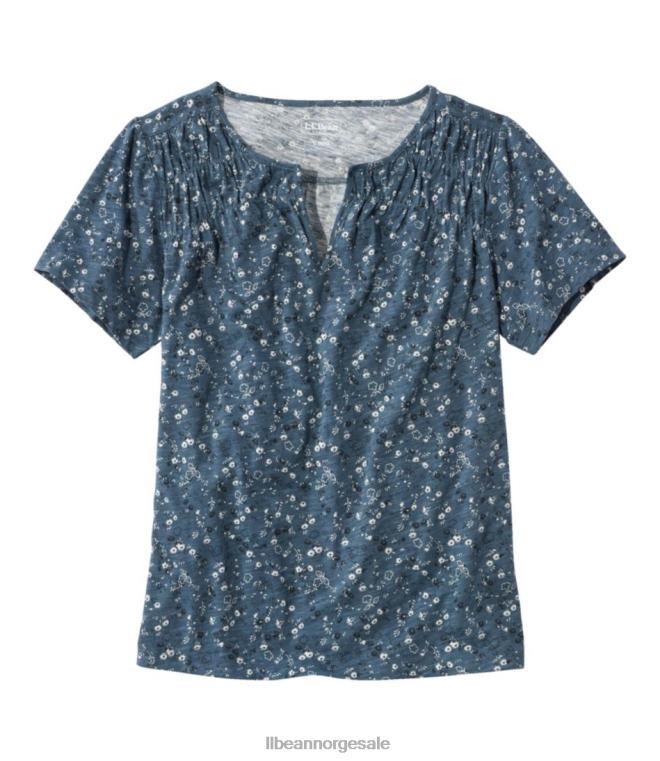 kvinner T-skjorte i økologisk bomull 24VDH56 L.L.Bean klær rangeley blue ditsy floral