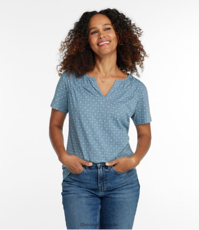 kvinner T-skjorte i økologisk bomull 24VDH56 L.L.Bean klær rangeley blue ditsy floral