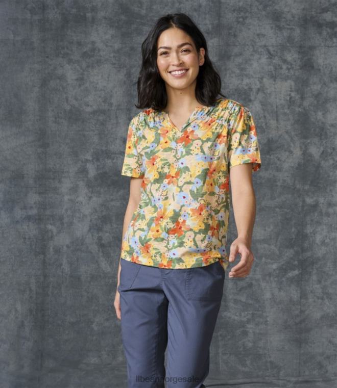 kvinner T-skjorte i økologisk bomull 24VDH56 L.L.Bean klær rangeley blue ditsy floral