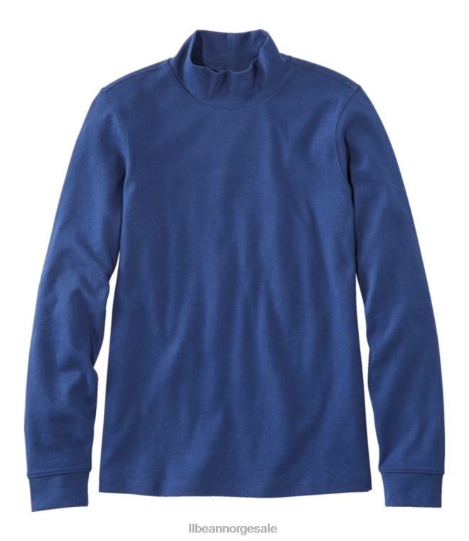 kvinner interlock mock-turtleneck 24VDH424 L.L.Bean klær alpinblå