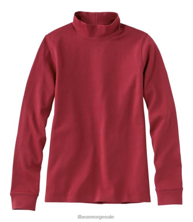 kvinner interlock mock-turtleneck 24VDH5894 L.L.Bean klær mørkt tranebær