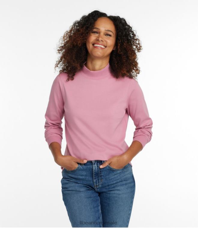 kvinner interlock mock-turtleneck 24VDH5894 L.L.Bean klær mørkt tranebær