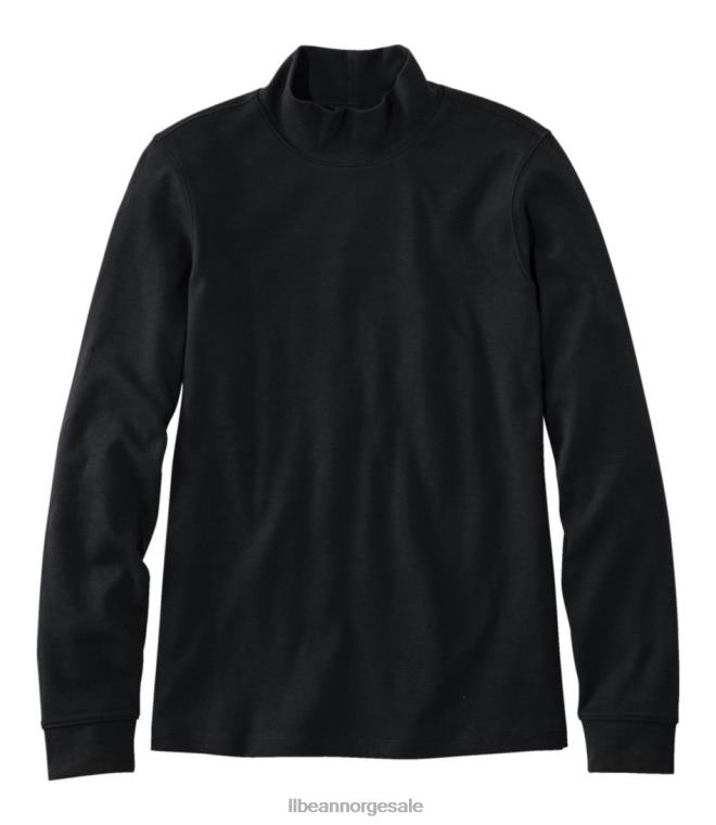 kvinner interlock mock-turtleneck 24VDH6581 L.L.Bean klær svart