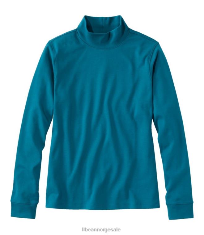 kvinner interlock mock-turtleneck 24VDH6994 L.L.Bean klær dyp turkis