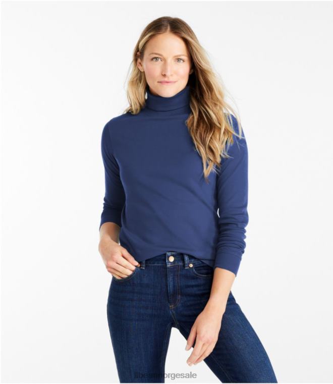 kvinner interlock turtleneck 24VDH4637 L.L.Bean klær dyp turkis