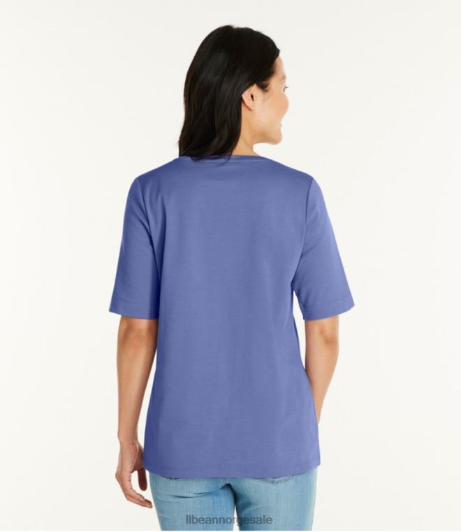 kvinner jewelneck t-skjorte 24VDH6392 L.L.Bean klær dyp turkis