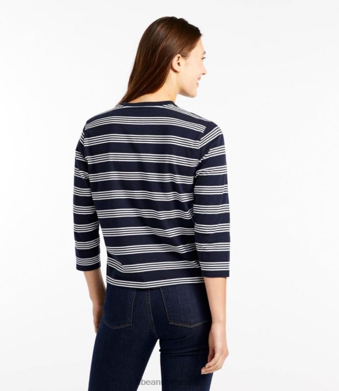 kvinner lørdag t-skjorte 24VDH4642 L.L.Bean klær krem multi stripe