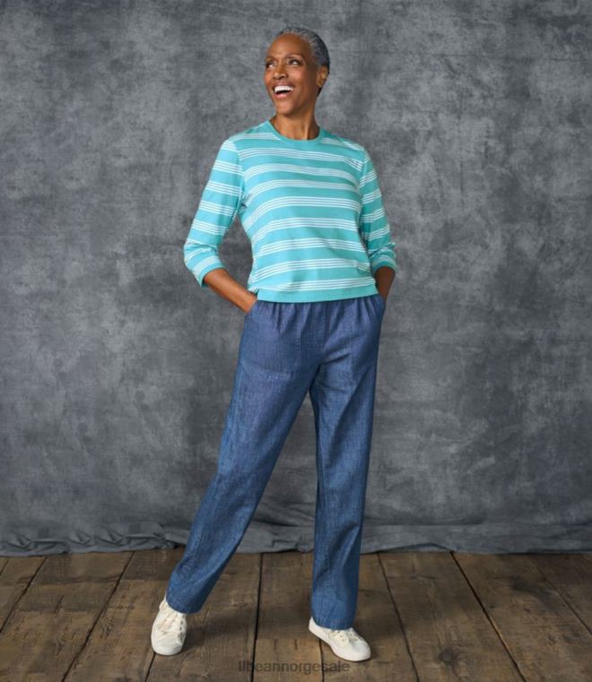 kvinner lørdag t-skjorte 24VDH4642 L.L.Bean klær krem multi stripe