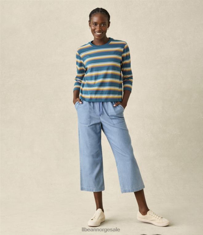 kvinner lørdag t-skjorte 24VDH4642 L.L.Bean klær krem multi stripe