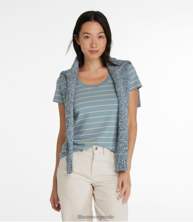 kvinner myk stretch supima t-skjorte 24VDH134 L.L.Bean klær seilduk/klassisk marine