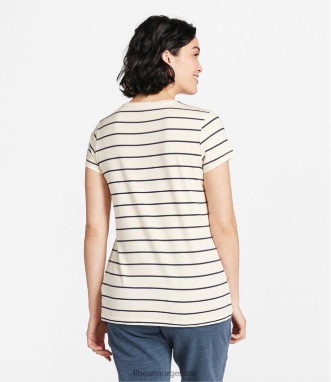kvinner myk stretch supima t-skjorte 24VDH3008 L.L.Bean klær mørk mariner/blek gran