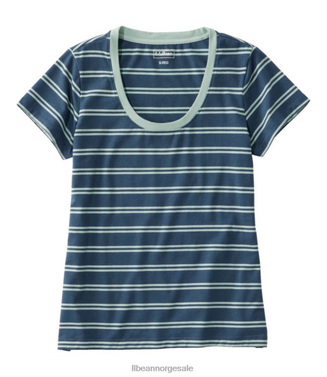 kvinner myk stretch supima t-skjorte 24VDH3046 L.L.Bean klær mørk mariner/blek gran