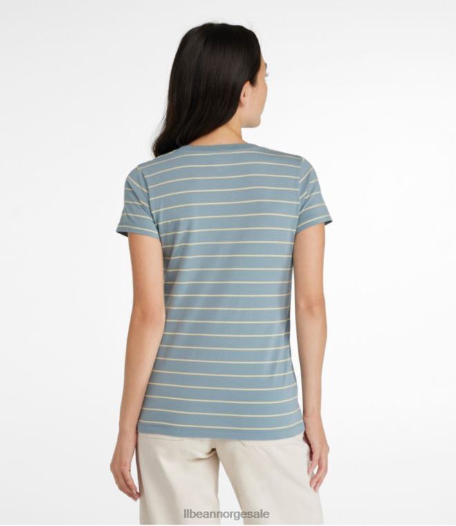 kvinner myk stretch supima t-skjorte 24VDH3046 L.L.Bean klær mørk mariner/blek gran