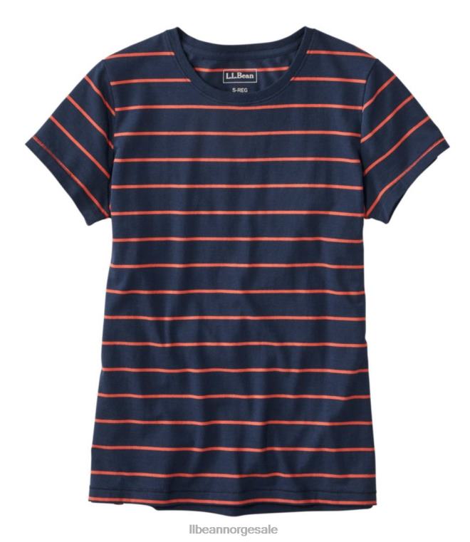 kvinner myk stretch supima t-skjorte 24VDH6458 L.L.Bean klær klassisk marine/chili