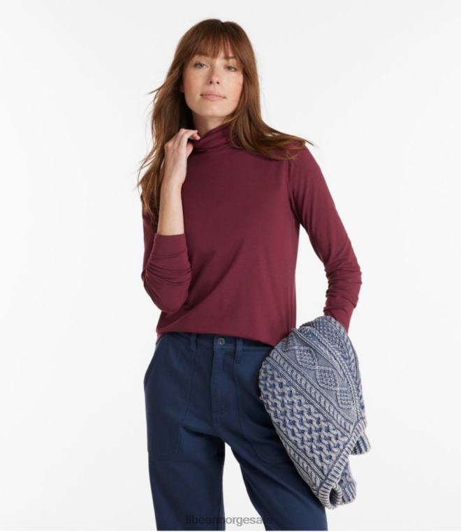 kvinner myk stretch supima t-skjorte 24VDH6461 L.L.Bean klær dyp vin