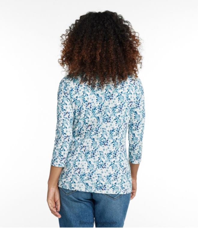 kvinner pima bomullsformet jewelneck-t-skjorte 24VDH6489 L.L.Bean klær sienna murstein ditsy floral