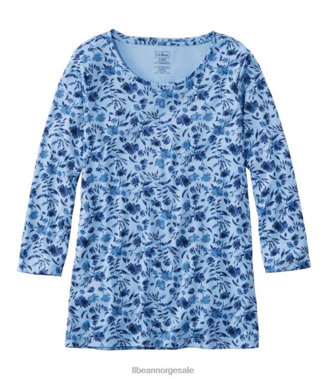kvinner pima bomullsformet jewelneck-t-skjorte 24VDH6936 L.L.Bean klær innsjø akvarell blomster