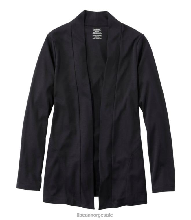 kvinner pima åpen cardigan i bomull 24VDH6871 L.L.Bean klær svart